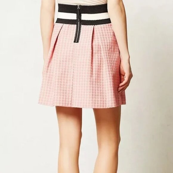 MAEVE Anthropologie Women's Medium Swing Mini Skirt Embroidered Circles Pockets - Picture 3 of 13